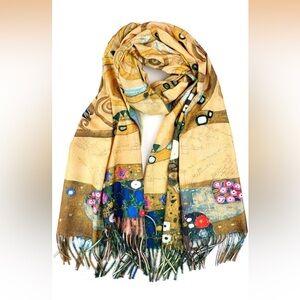 Plum Feathers Reversible Art Scarf Abstract Tree 28x72 NWT